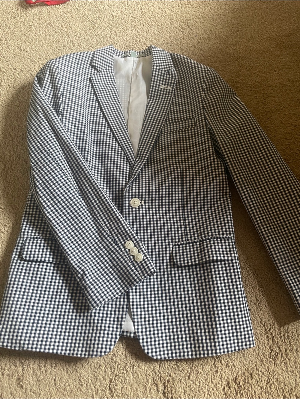 Big Boys Navy & White Gingham Blazer